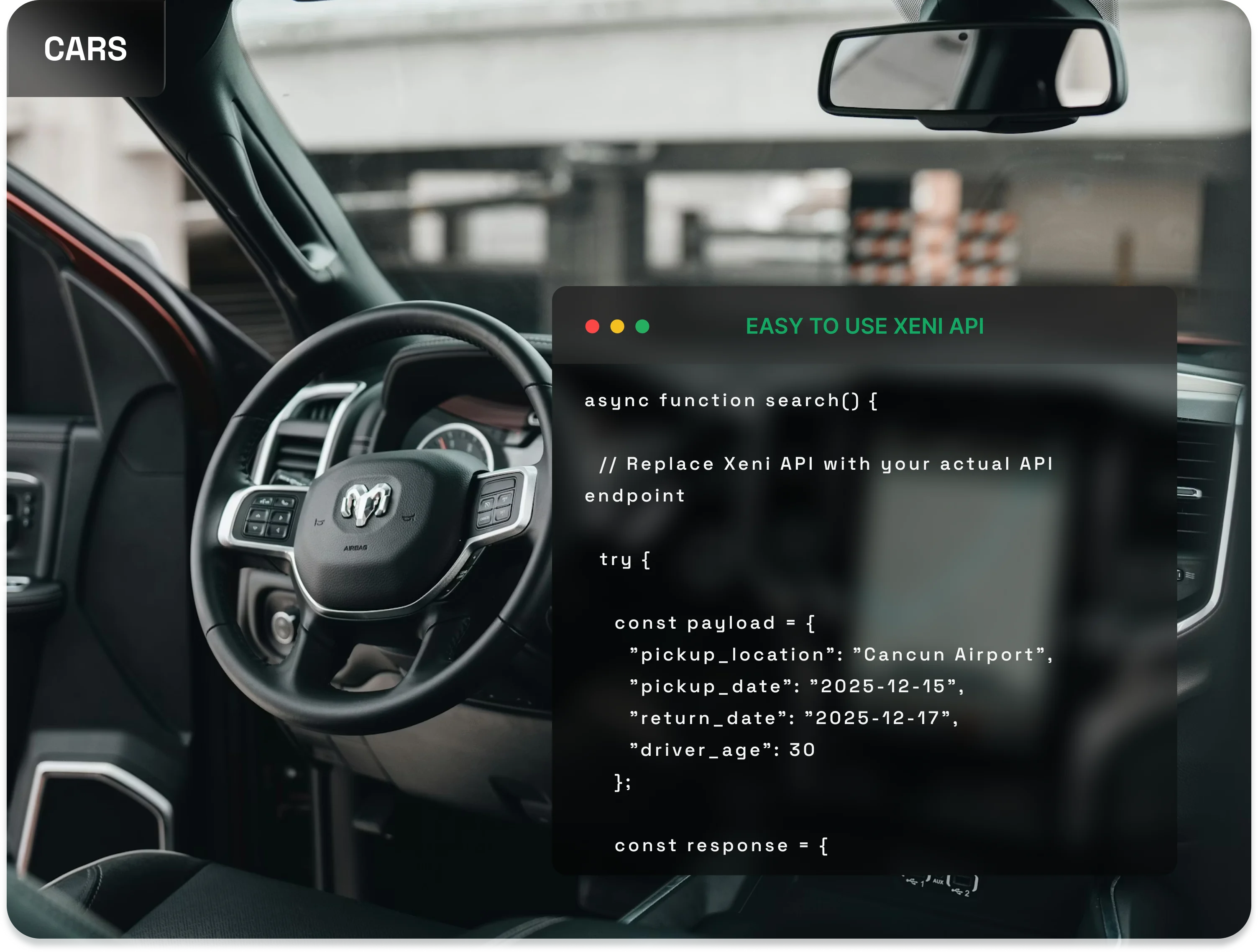 Car rentals hero visual