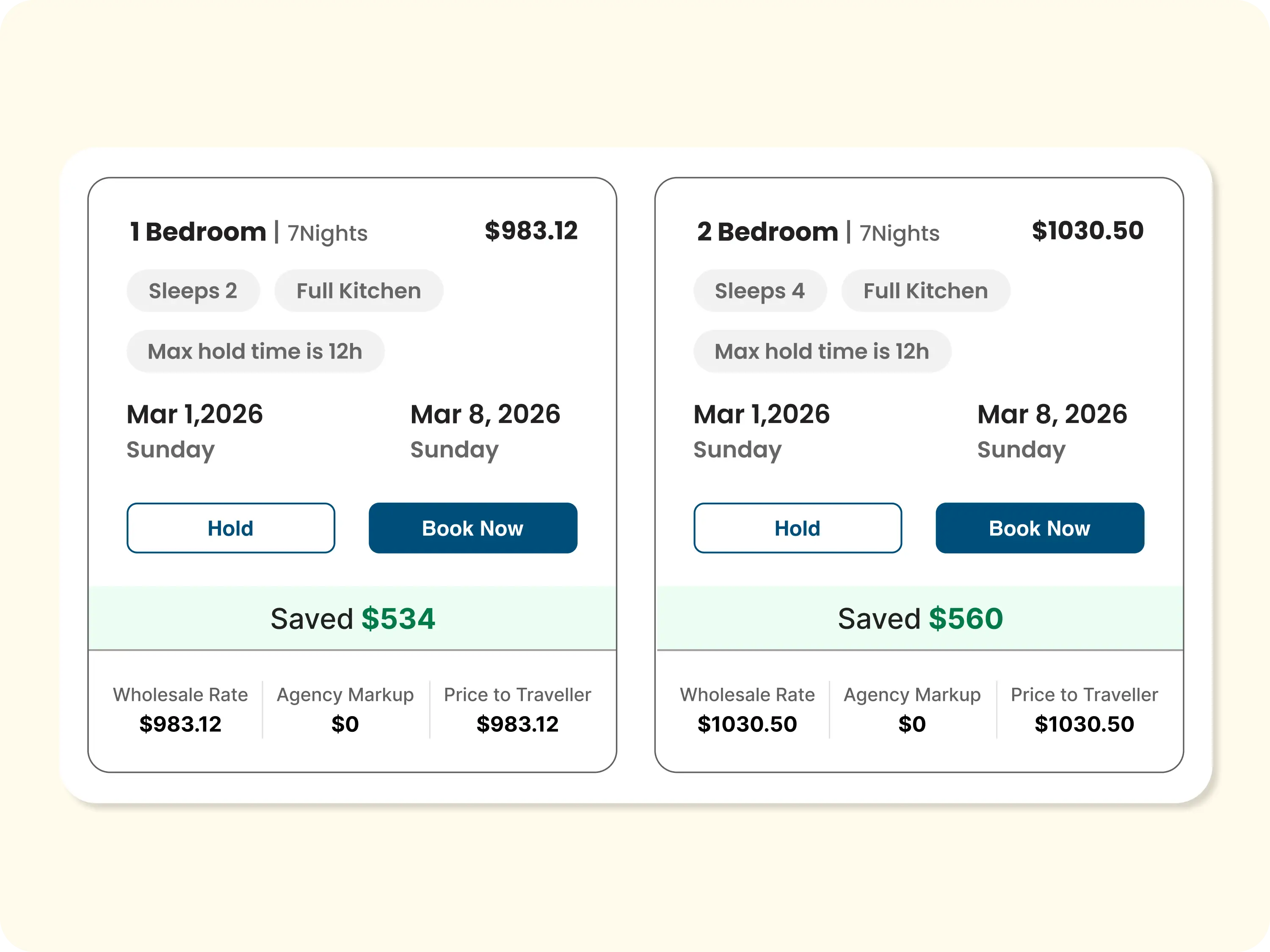 Resort detail page UI
