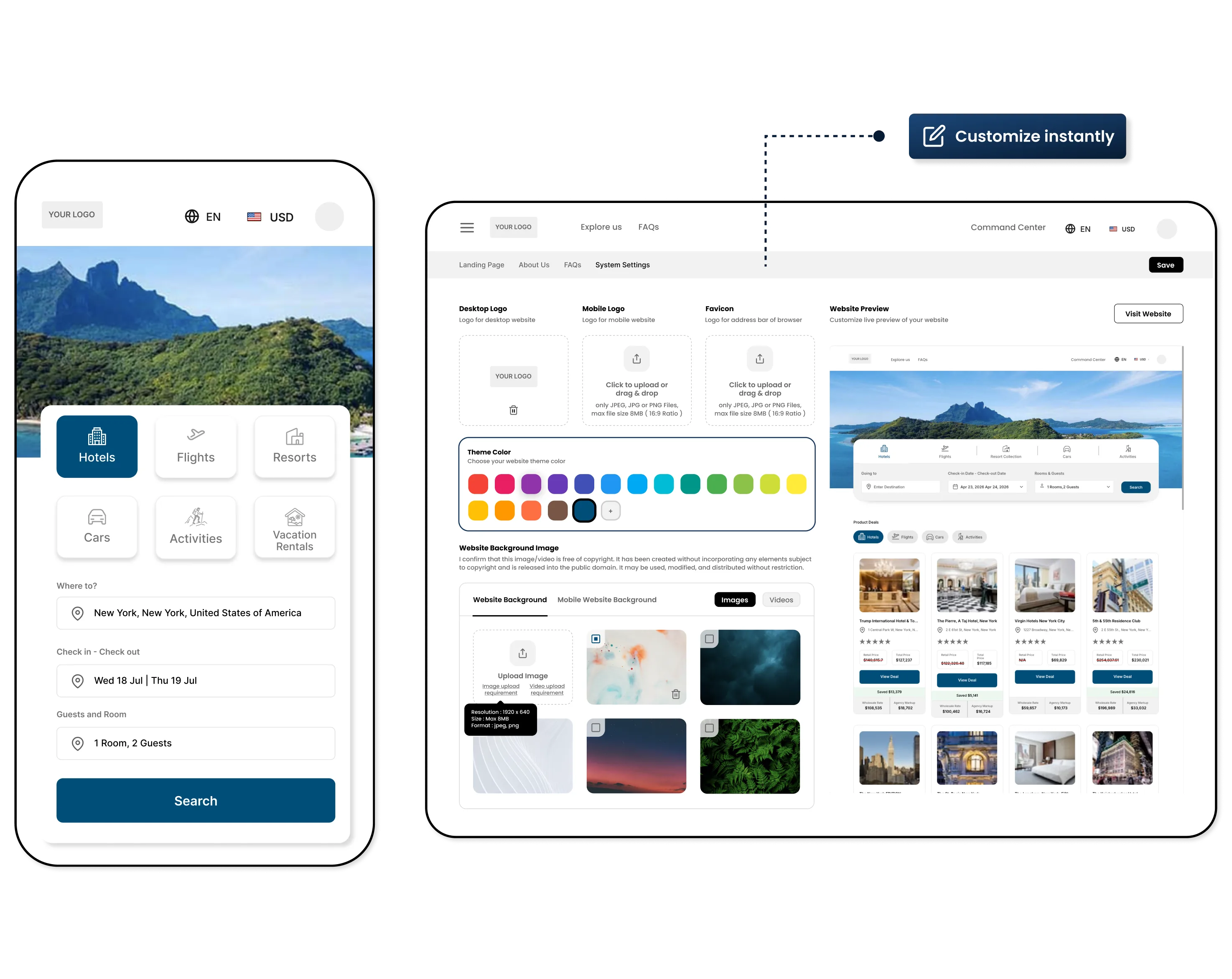 Xeni white label booking experience preview