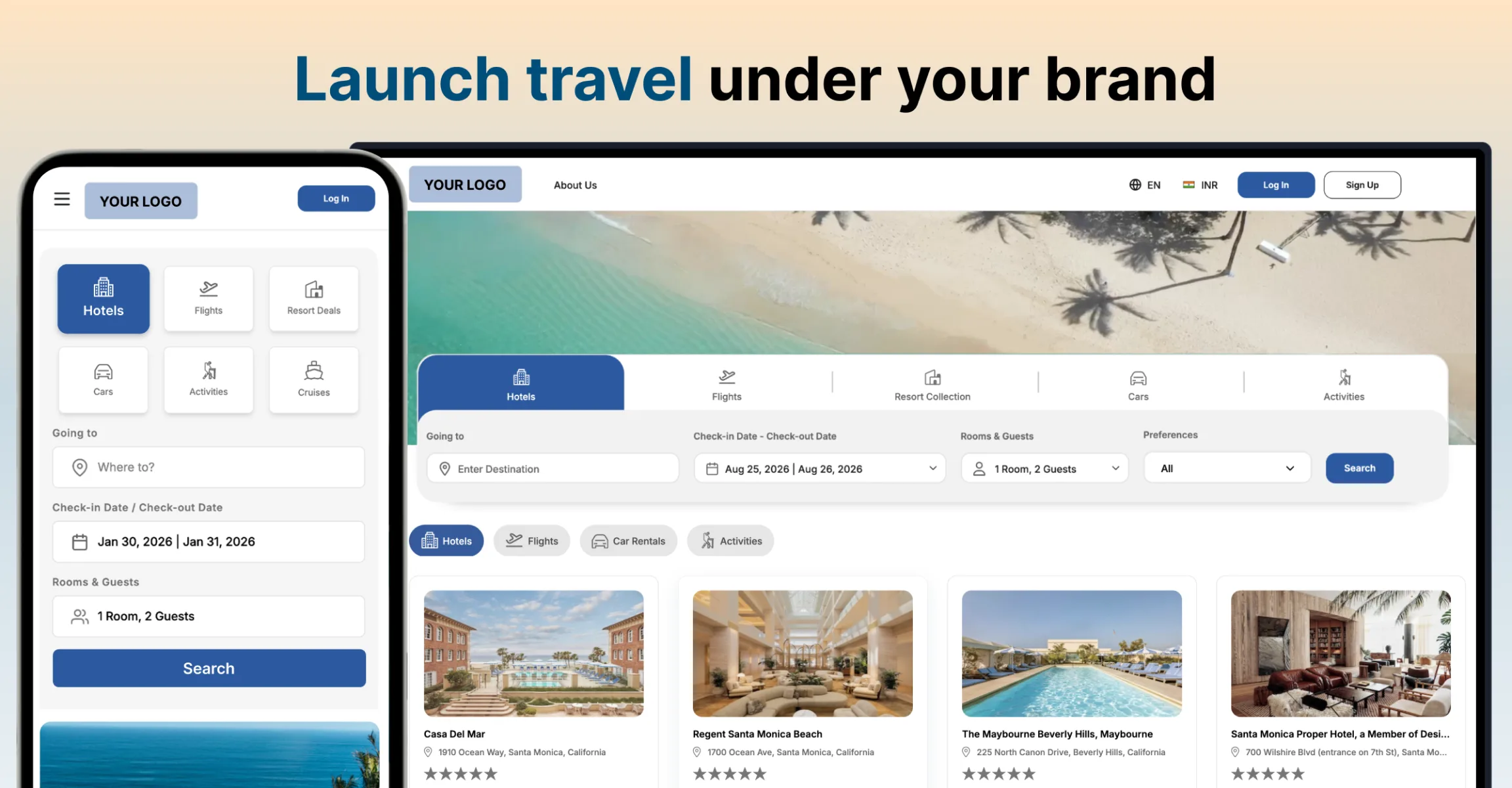 Sitio de viajes personalizado con Xeni White Label